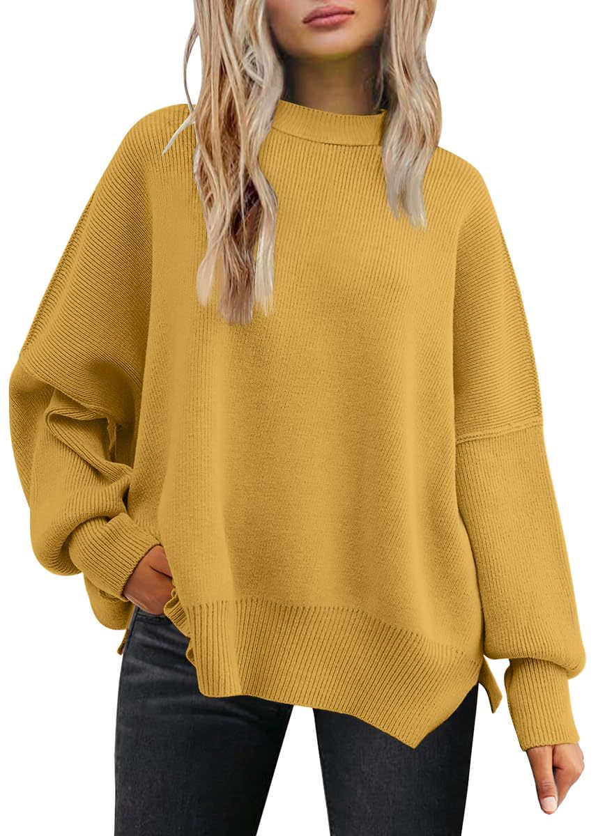 Pull Femme Oversize à Fentes Latérales – Maille Douce & Col Rond