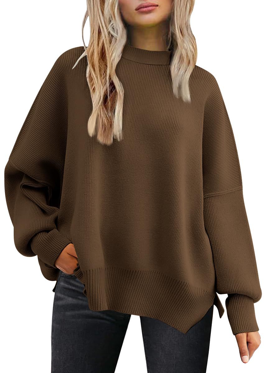 Pull Femme Oversize à Fentes Latérales – Maille Douce & Col Rond