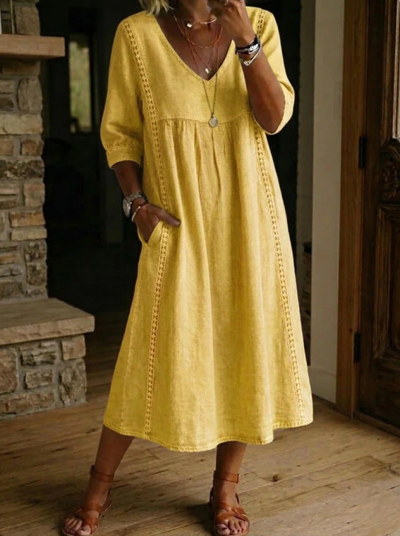 Robe Décontractée Ample à Col V pour Femme