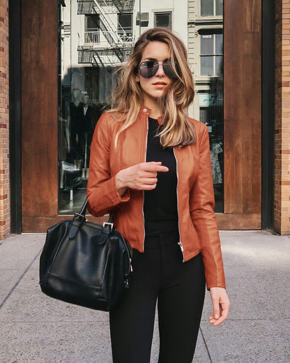 Veste Femme Effet Cuir – Coupe Ajustée & Style Élégant