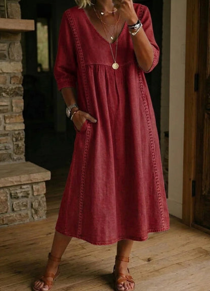 Robe Décontractée Ample à Col V pour Femme