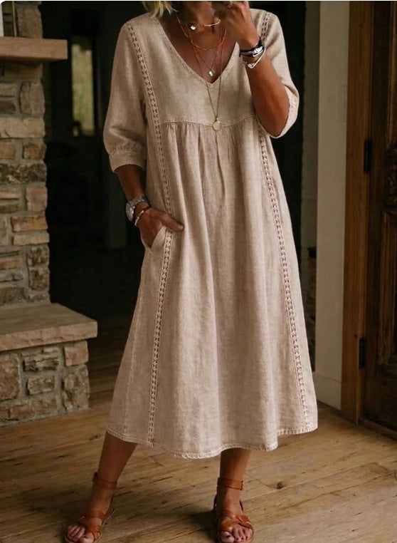 Robe Décontractée Ample à Col V pour Femme