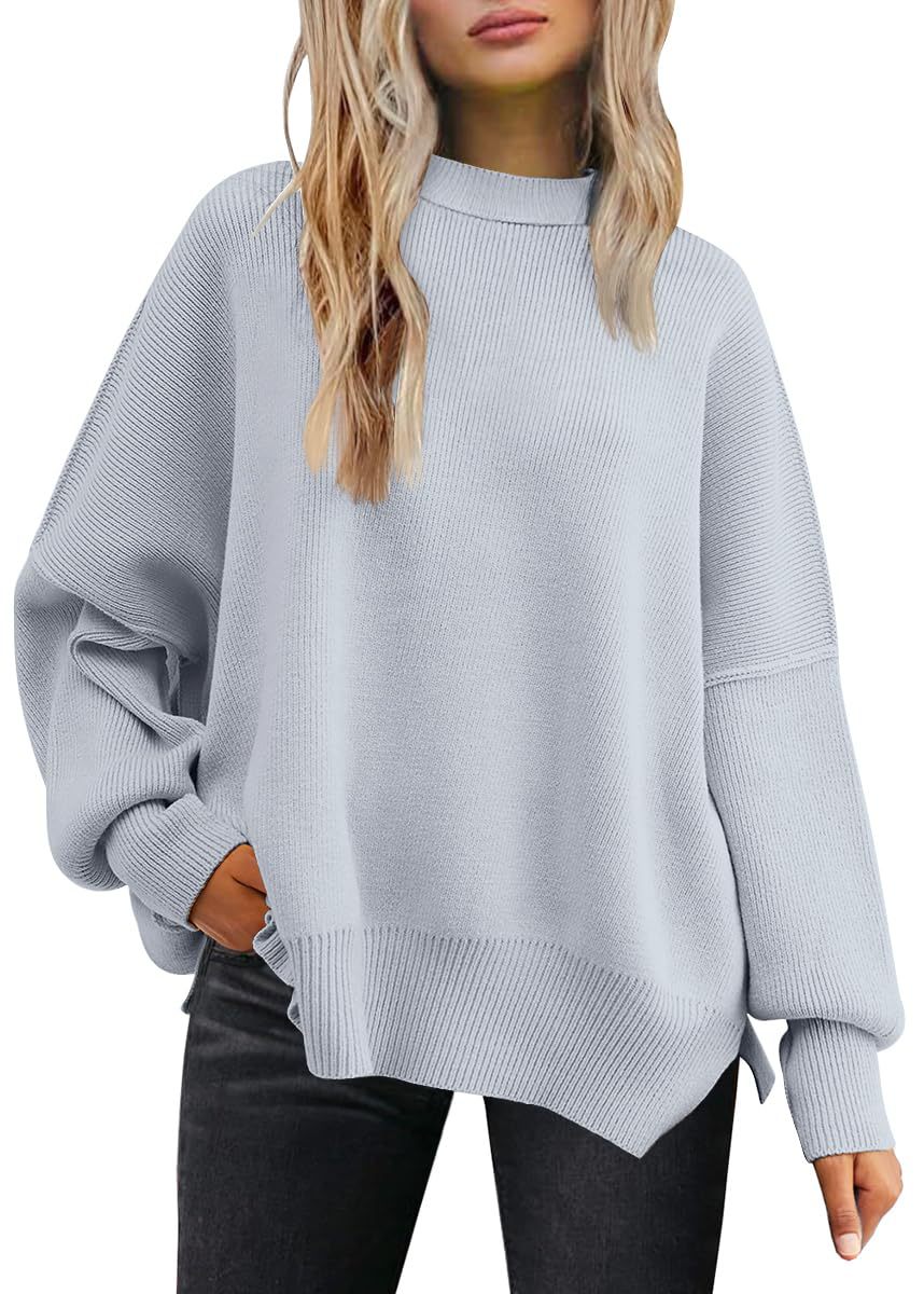 Pull Femme Oversize à Fentes Latérales – Maille Douce & Col Rond