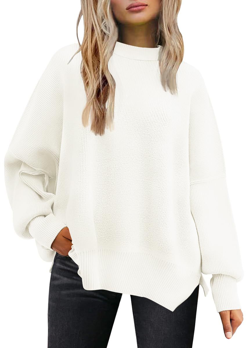 Pull Femme Oversize à Fentes Latérales – Maille Douce & Col Rond