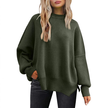 Pull Femme Oversize à Fentes Latérales – Maille Douce & Col Rond