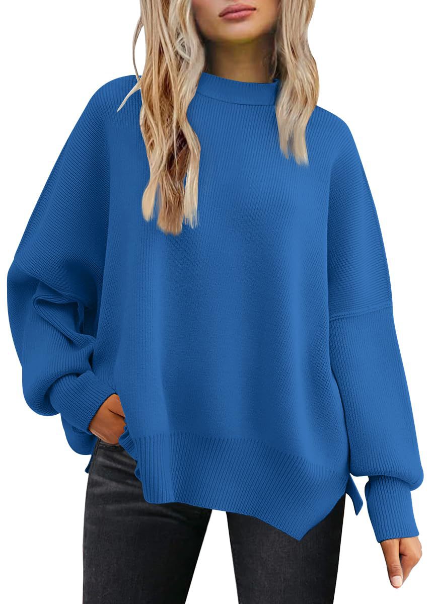 Pull Femme Oversize à Fentes Latérales – Maille Douce & Col Rond