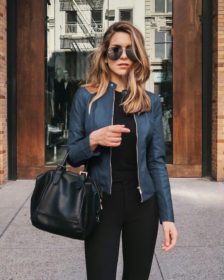 Veste Femme Effet Cuir – Coupe Ajustée & Style Élégant