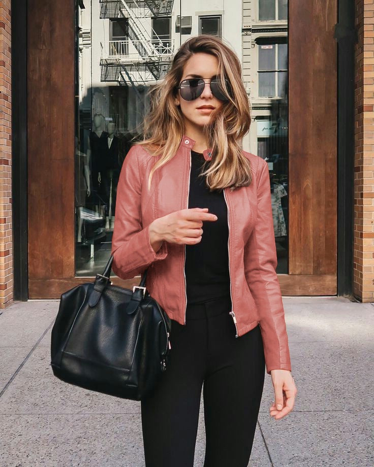 Veste Femme Effet Cuir – Coupe Ajustée & Style Élégant