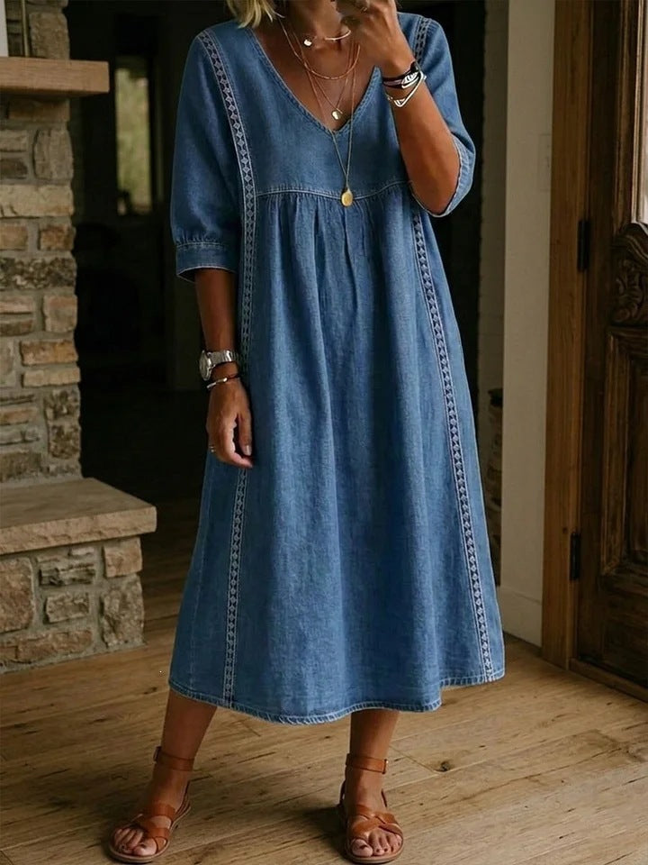 Robe Décontractée Ample à Col V pour Femme