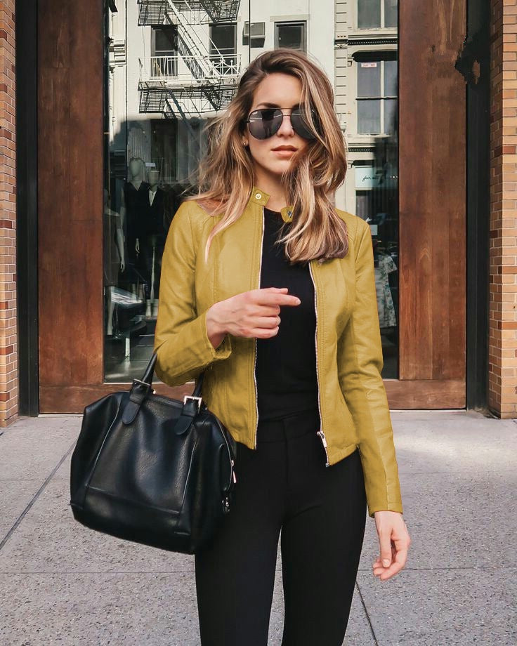 Veste Femme Effet Cuir – Coupe Ajustée & Style Élégant