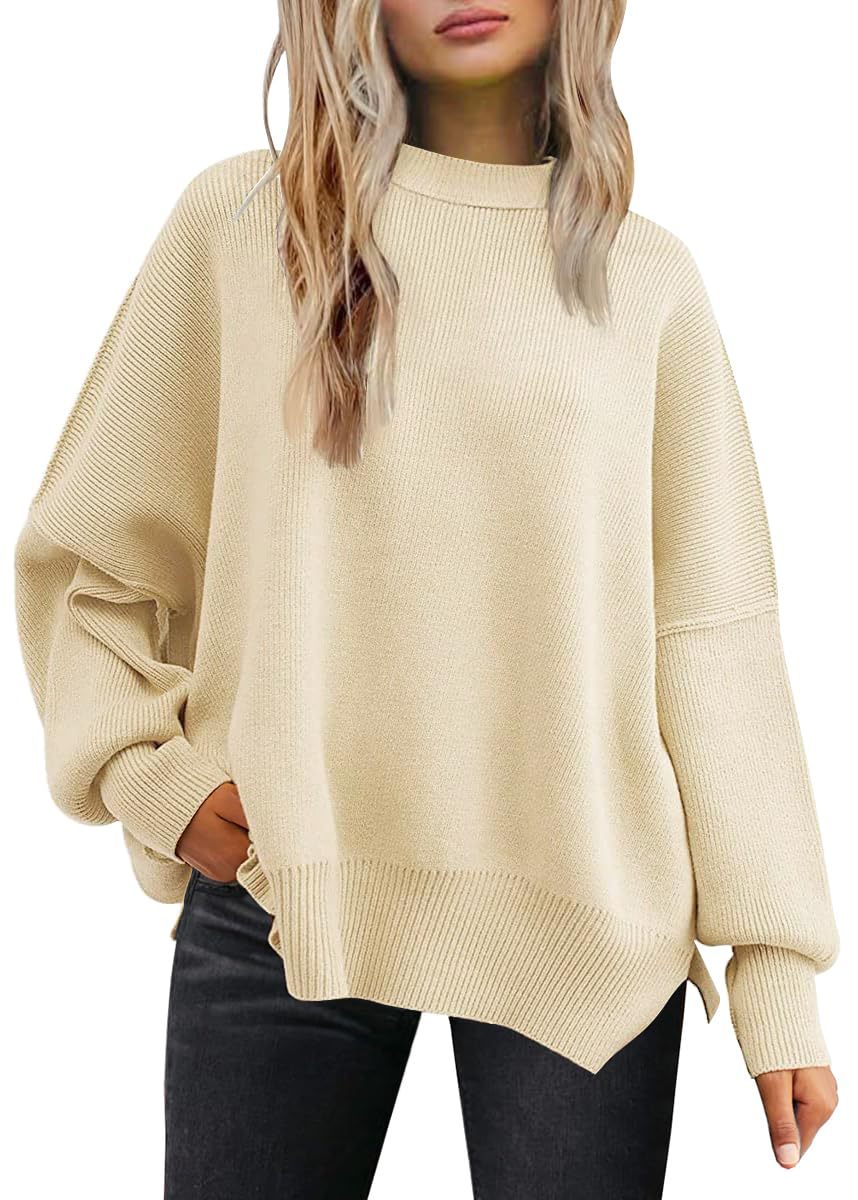 Pull Femme Oversize à Fentes Latérales – Maille Douce & Col Rond